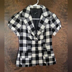 Women's Black and White Checkered Jacket